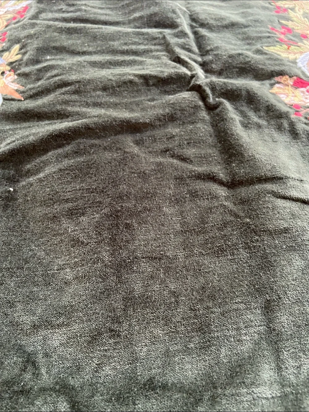 Embroidered Velvet Table Runner in Deep Forest Green.. pottery barn runner